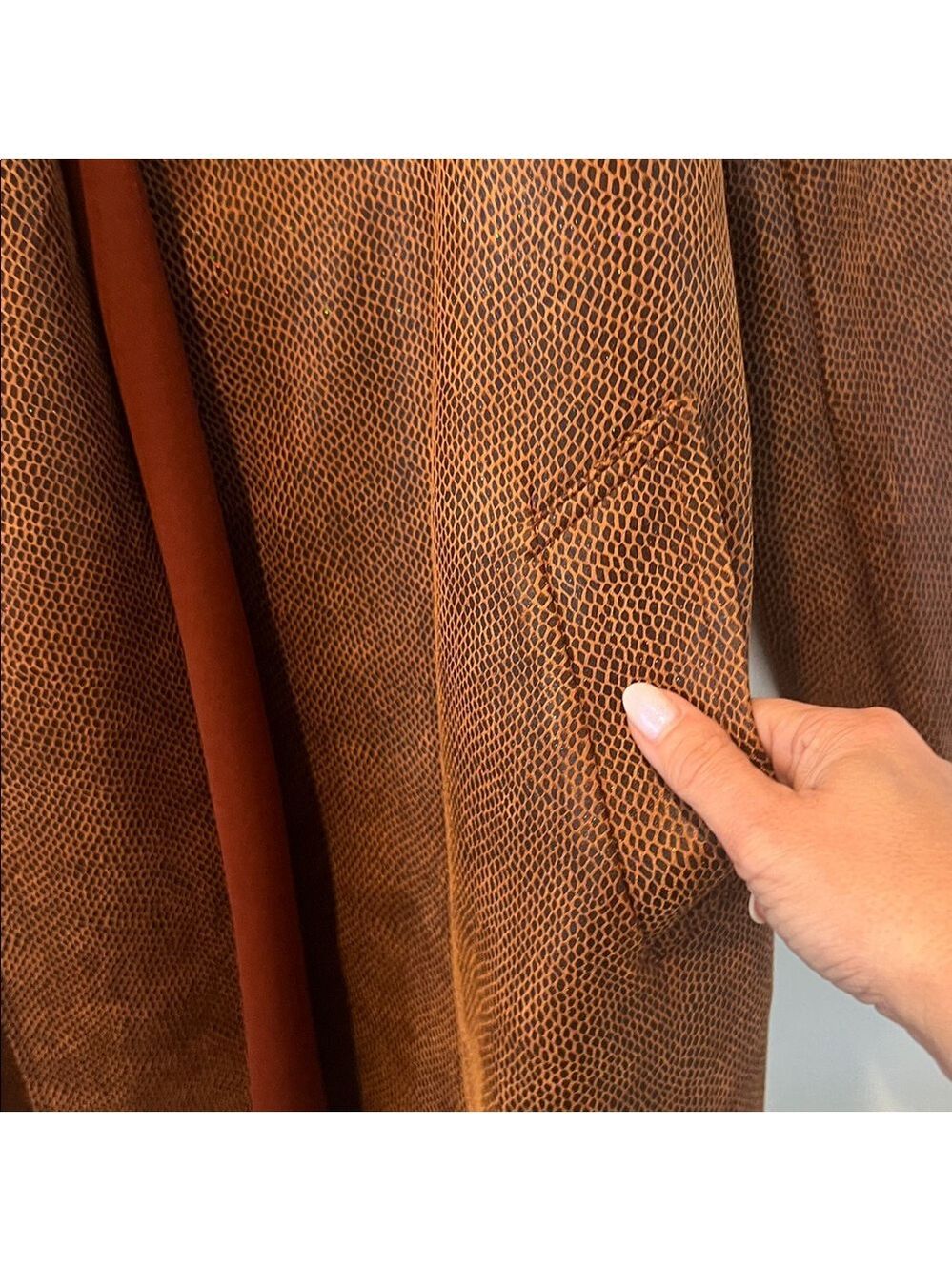 Solitaire Anthropologie nwt suede Textured Brown snakeskin Jacket trenchcoat S - Picture 9 of 13
